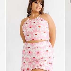 Pink floral swimsuit